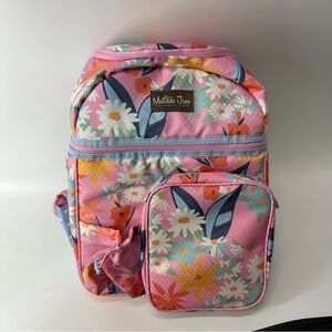 Matilda Jane Pink Floral Kids Backpack with Daisy Print and Front Pouch